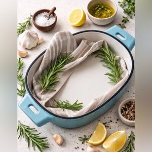 Pampered Chef Blue Enameled Cast Iron Baker 1qt - 32oz - New